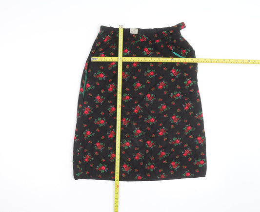 Hellweg Cherie Modell Womens Black Floral Quilted Knee Length Skirt Size 12