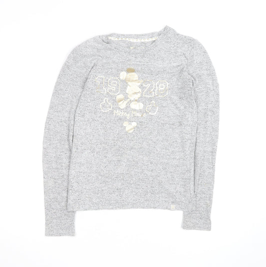 Front view of Disney Women’s Grey Mickey Mouse jumper, size UK 10