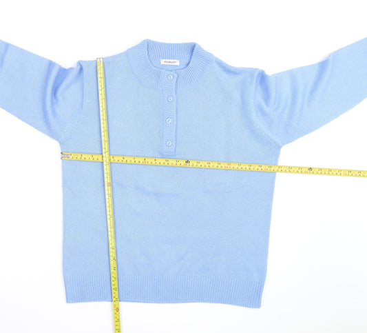 Damart Women Blue Henley Jumper Size 14/16 Acrylic Knit