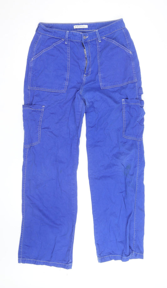 Denim Co Women's Blue Cargo Trousers Size 12 Cotton Utility Pants