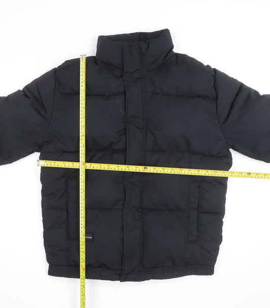 Hollister Men Black Puffer Jacket Size M Winter Short Zip Coat