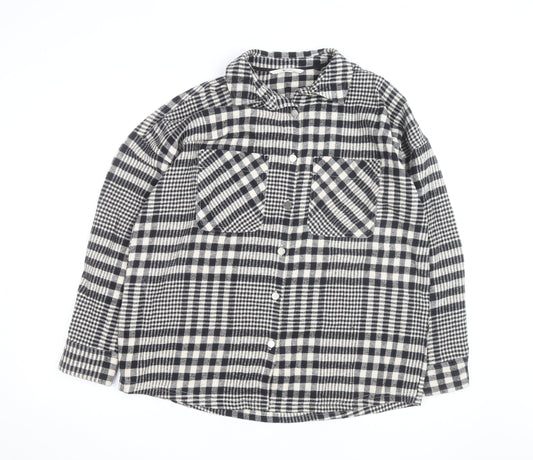 Tu Women Black Check Flannel Shacket Size 8 Button Front