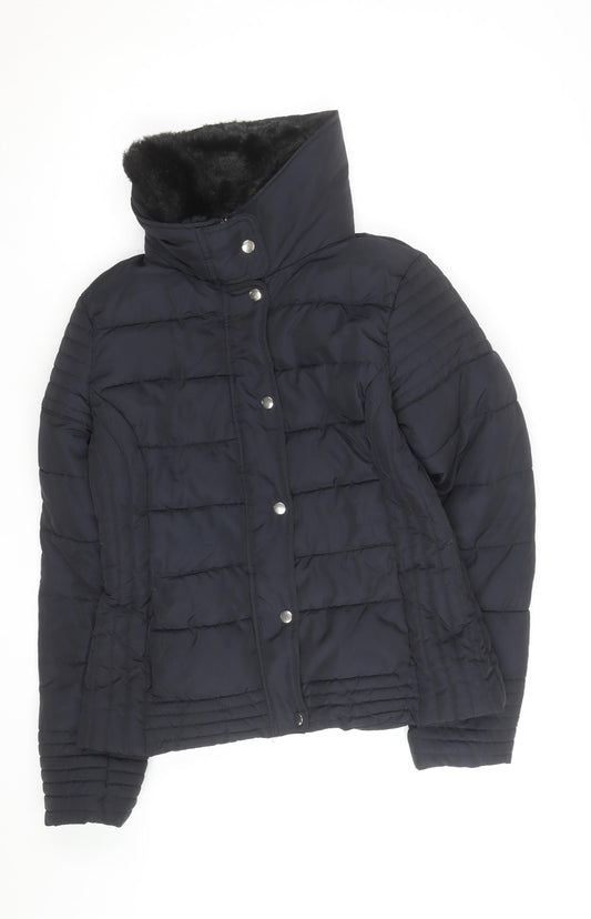 New Look Women's Black Quilted Puffer Jacket Size 12 Winter Warm Lined