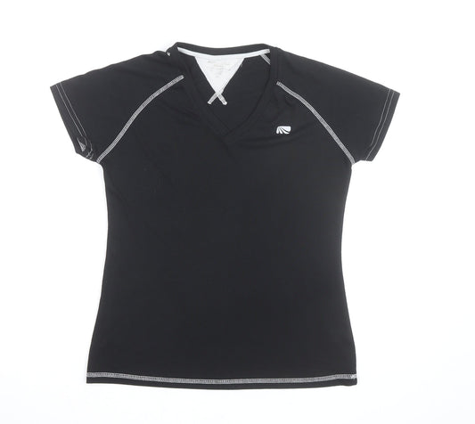 Trailtek Men's Black Short Sleeve V-Neck Sports T-Shirt Size M