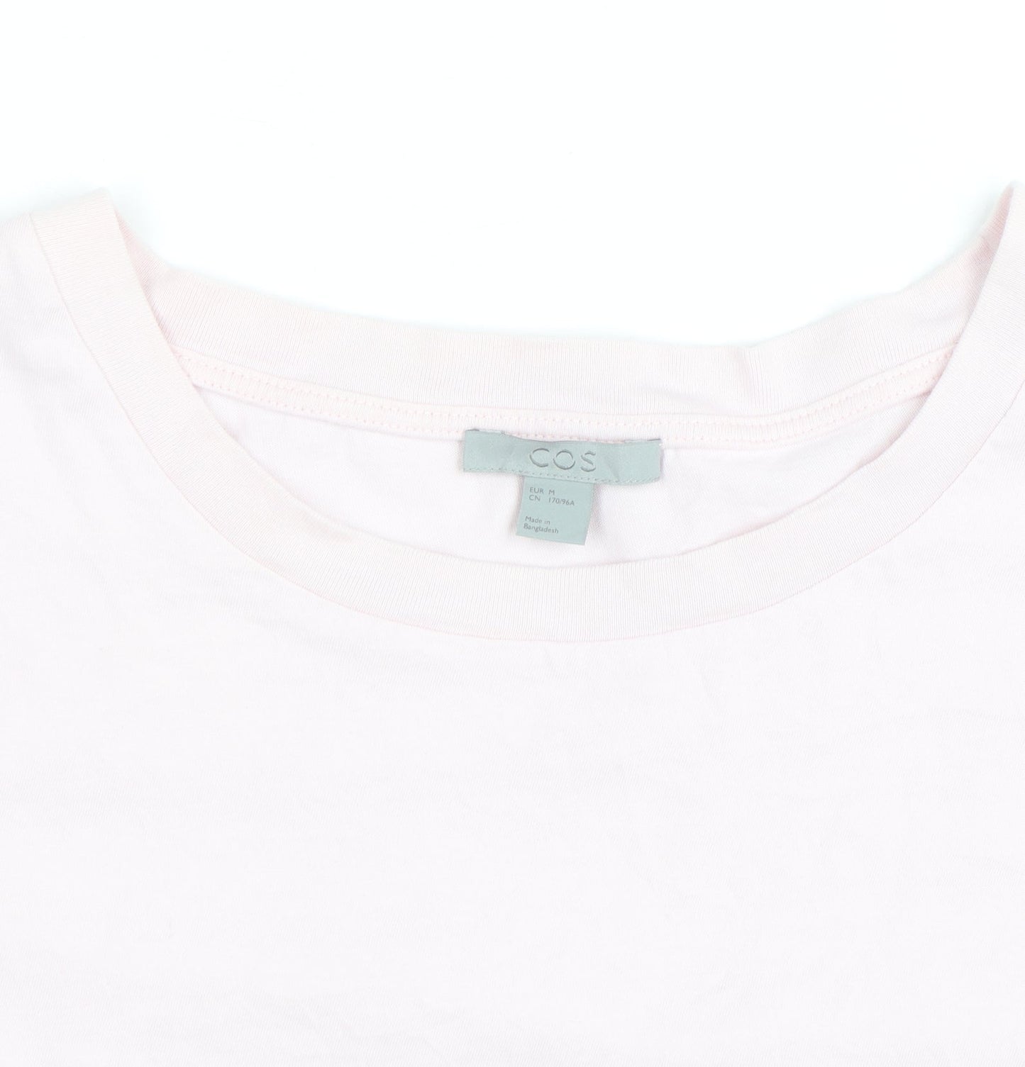 COS Men's Pink and Green Colourblock Cotton T-Shirt Size M