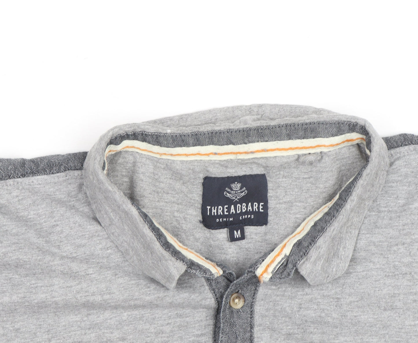 Threadbare Men's Grey Short Sleeve Collared Polo Shirt Size M