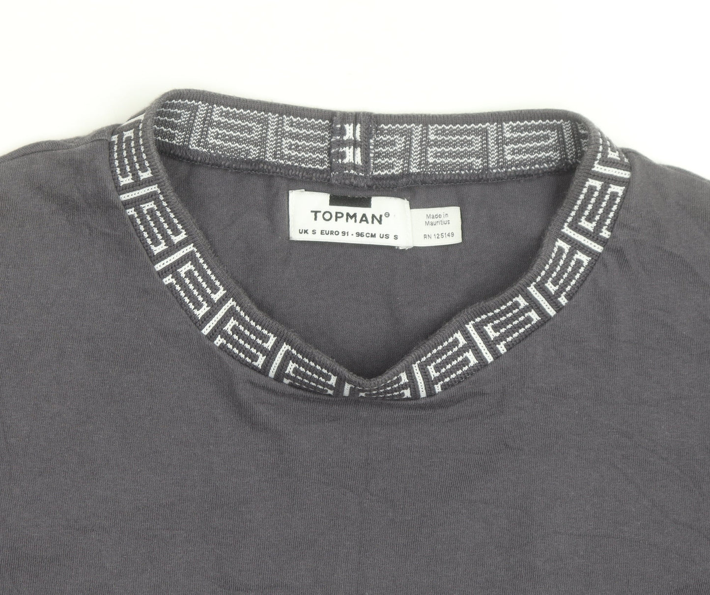 Topman Men's Grey Cotton Crew Neck Short Sleeve Regular Fit T-Shirt Size S