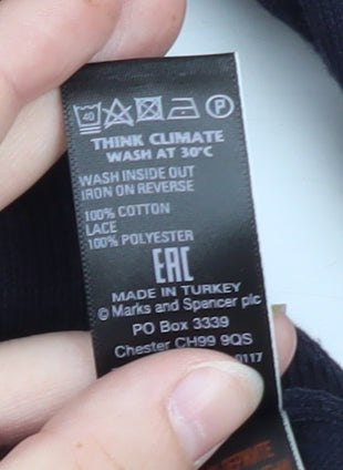 Marks and Spencer Women’s Black Lace V-Neck Cotton Jumper Size 14