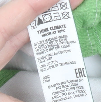 Marks and Spencer Womens Green White Striped Collared Long Sleeve Top Size 18