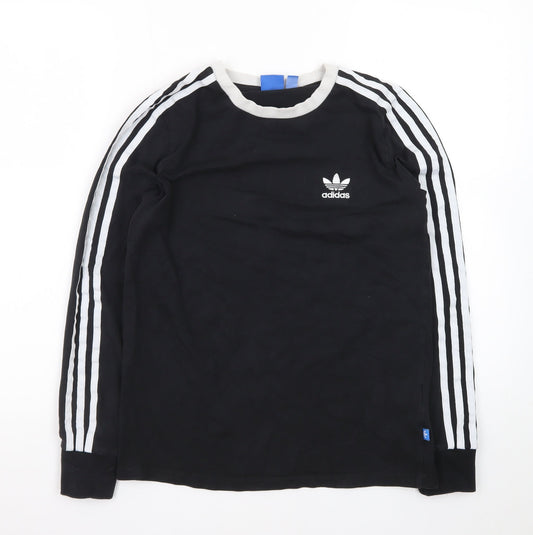Additional front view of Adidas Women Black Long Sleeve Jersey Top, size 10, Casual Sportswear