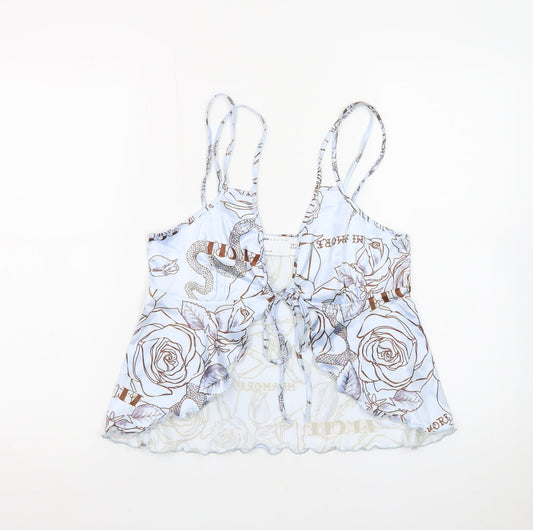 ASOS DESIGN Women's Blue Floral Camisole Top Size 10