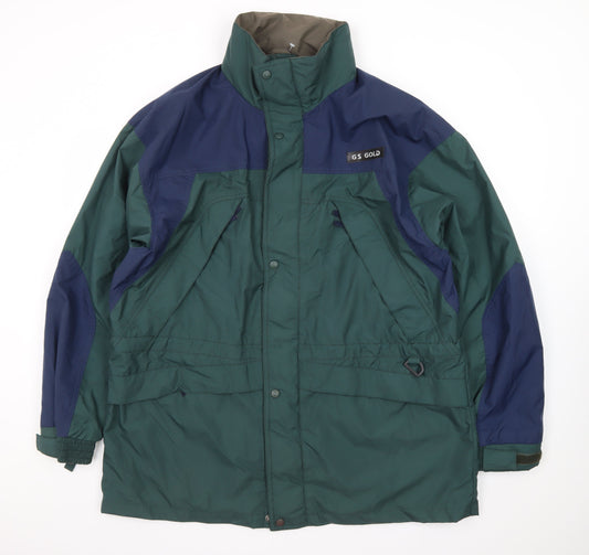 GS Gold Men's Green Waterproof Parka Jacket Large Nylon Outdoor Zip
