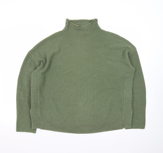 Jones New York Women Green L Roll Neck Knit Jumper Cotton Blend
