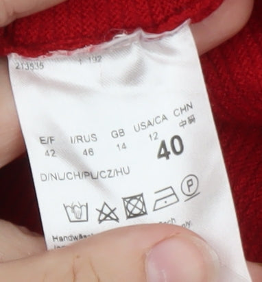 Betty Barclay Women’s Red Boat Neck Long Sleeve Pullover Jumper Size 14