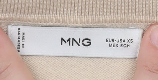 MNG Women Beige Collared Henley Knit Jumper XS