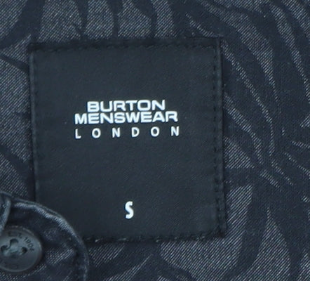 Burton Menswear London Men's Black Tropical Short Sleeve Button-Up Shirt Size S