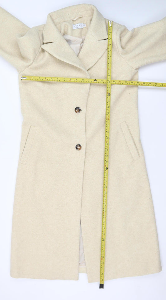 In The Style Women’s Beige Wool Blend Long Overcoat UK 12