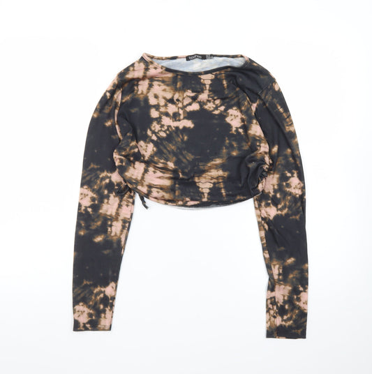 Boohoo Womens Multicoloured Tie Dye Cropped Long Sleeve Top UK 12
