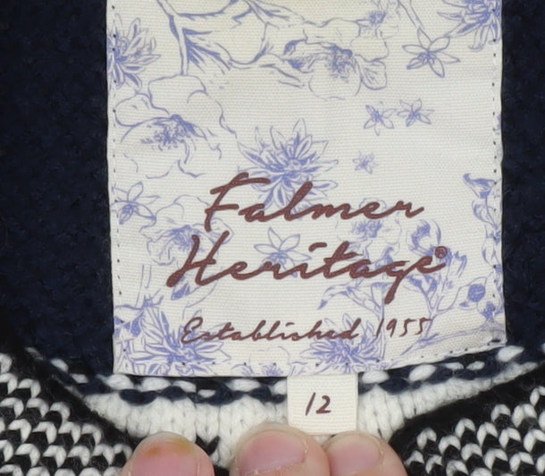 Falmer Heritage Women's Blue Geometric Knit Cardigan Size 12