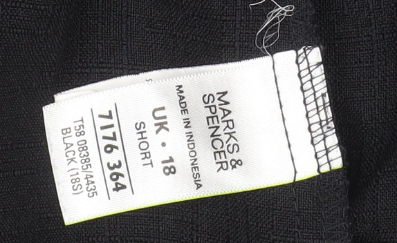 Marks and Spencer Women Black Size 18 Short Straight Leg Trousers