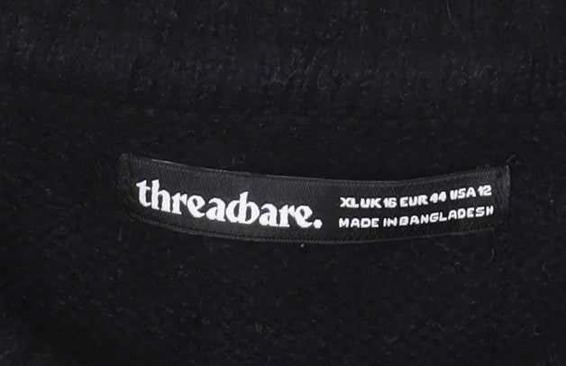 Threadbare Women’s Black Collared Henley Jumper Size 16