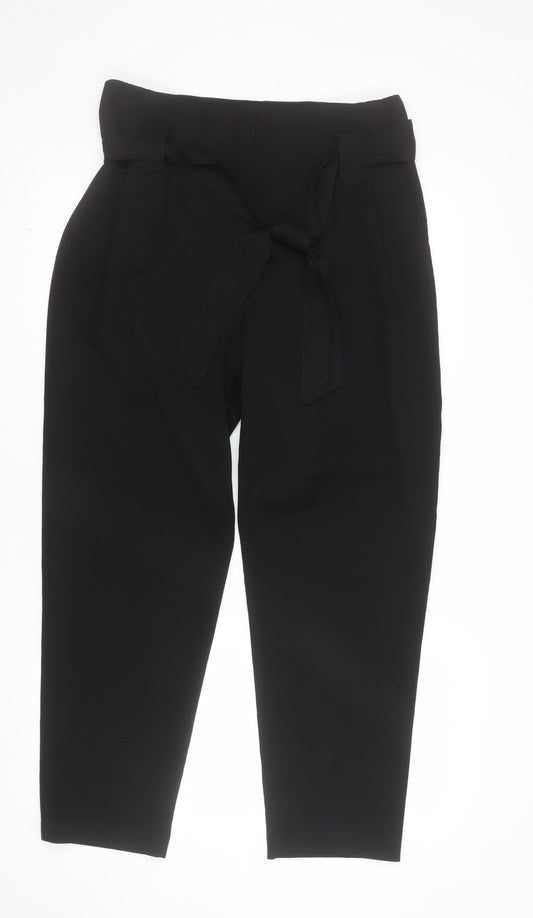 Primark Womens Black Paperbag High Rise Tapered Trousers Size 14