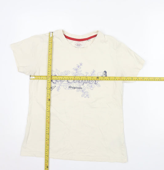 Lee Cooper Women's Beige Floral T-Shirt Size 10 Short Sleeve Cotton