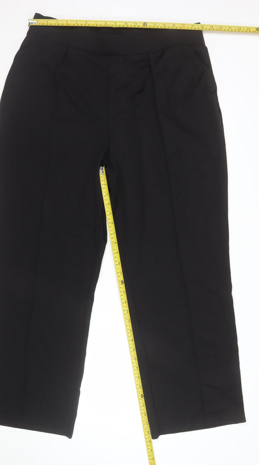H&M Womens Black Straight Dress Pants Size 16 Stretch Crepe Trousers