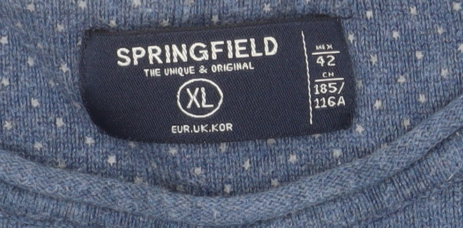 Springfield Men's Blue Cotton Crew Neck Pullover Jumper XL