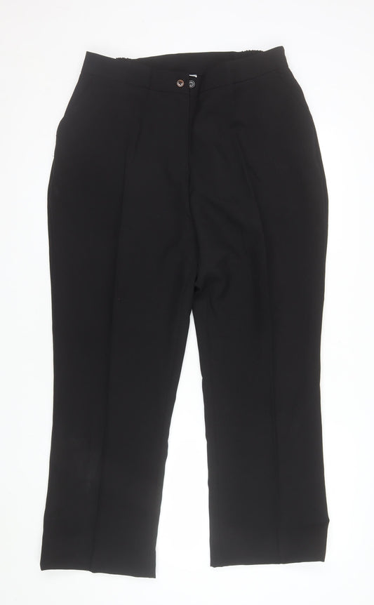 Damart Women's Black Straight Leg Polyester Trousers Size 18