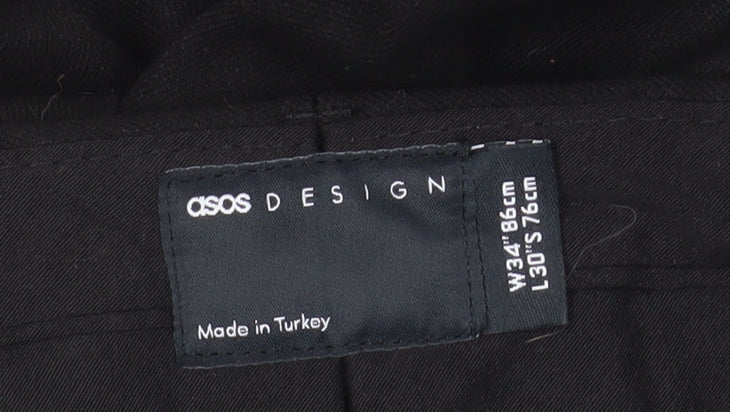 ASOS DESIGN Women's Black Pleated Trousers Size 14 Regular Fit