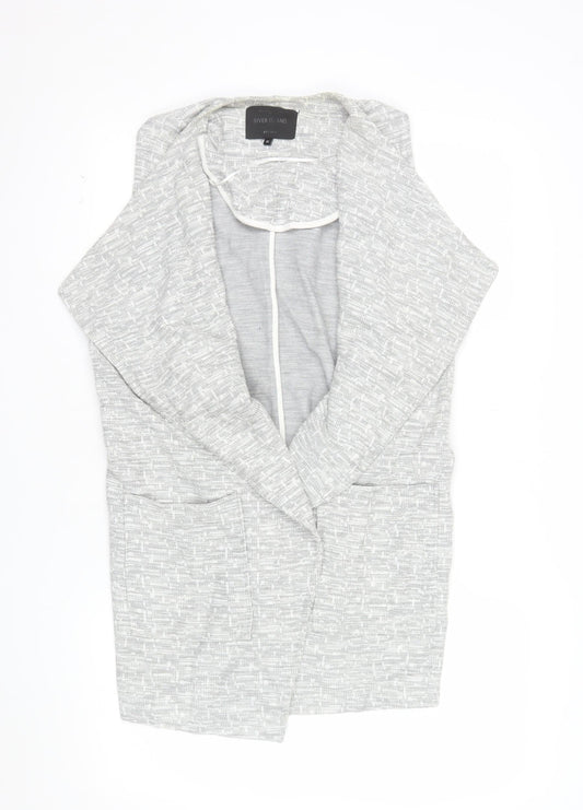 River Island Women Grey Sleeveless Waistcoat Size 10 Knit Open Front