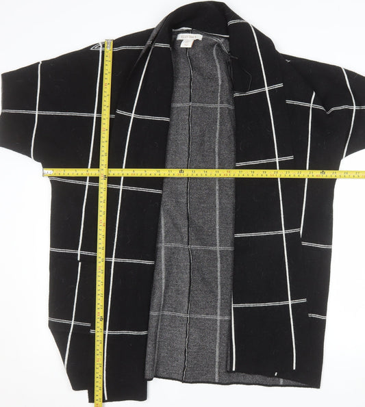 Ellen Tracy Women's Black Check Open Knit Cardigan XL