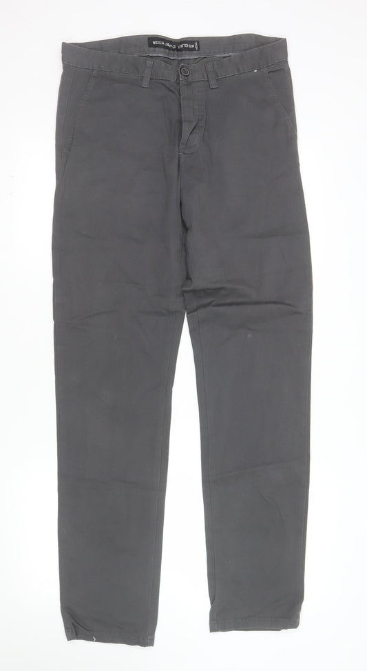 Denim Co Men's Grey Slim Fit Stretch Chino Trousers W32 L34