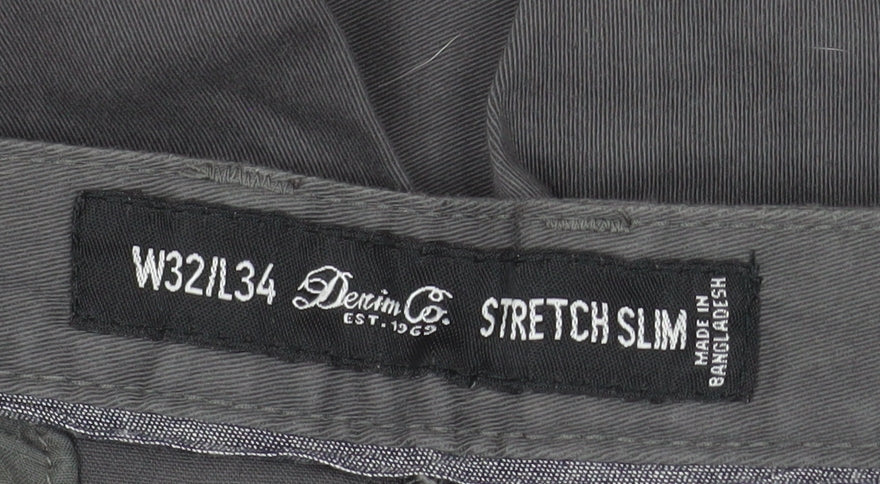 Additional view of Denim Co Men's Grey Slim Fit Stretch Chino Trousers W32 L34