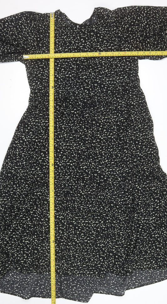Brave Soul Women’s Black Floral A-Line Knee Length Dress Size L