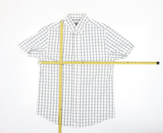 Maine New England Men’s White Check Short Sleeve Button-Up Shirt M