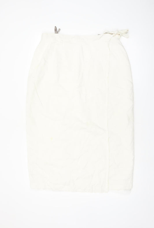 C&A Women Ivory Midi Wrap Skirt Linen Blend Size 18