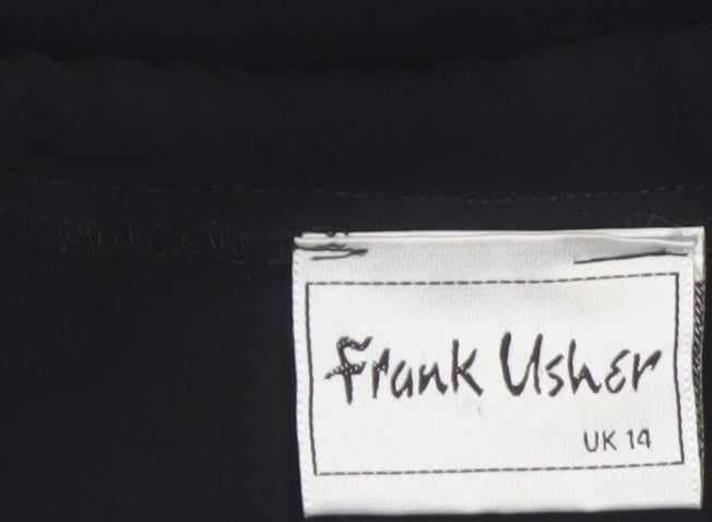 Brand and care label for Frank Usher Women’s Black, size UK 14, Pencil Skirt Knee Length
