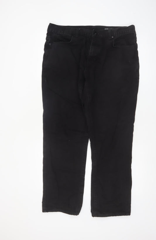 F&F Men's Black Straight Leg Jeans Size 36x30 Cotton Denim