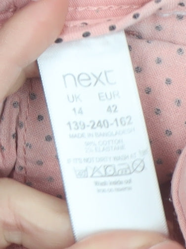 Next Women Pink Chino Shorts Size 14 Cotton Blend Casual