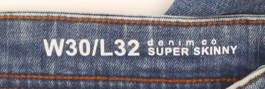 Denim Co Men’s Blue Super Skinny Distressed Jeans W30 L32