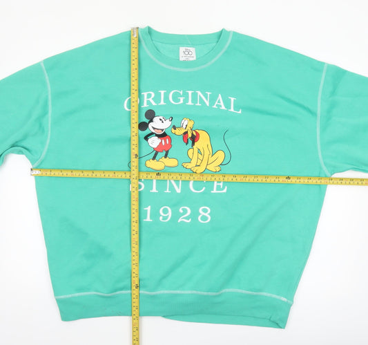 Disney x Primark Women Green Mickey Mouse Sweatshirt L Crew Neck