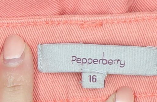 Pepperberry Women Pink Cotton Stretch Chino Trousers Size 16