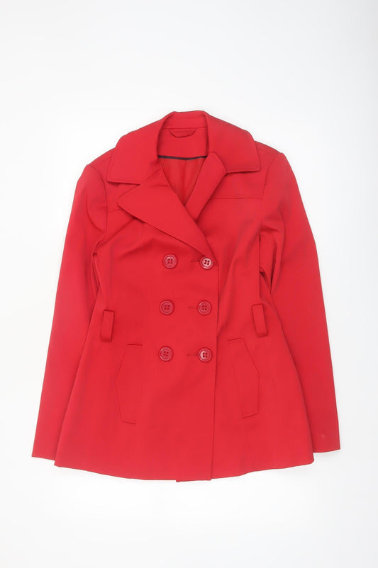 F&F Women's Red Pea Coat Size 10 Button Lined Smart Jacket