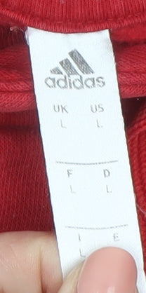 Adidas Men’s Red Pullover Hoodie L Regular Fit Sports Fleece