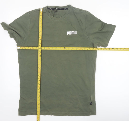 Puma Men's Green Crew Neck Short Sleeve Cotton T-Shirt M