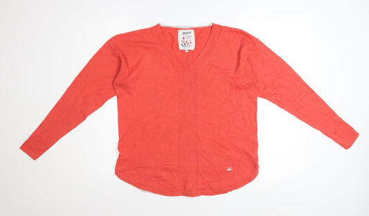 Additional front view of Mantaray Women's Red Cotton V-Neck Long Sleeve Jumper, size 10