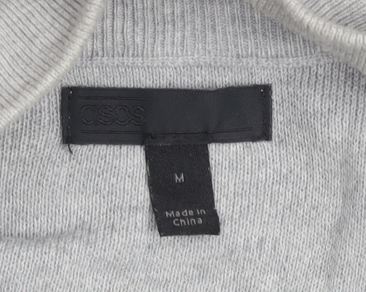 ASOS Men’s Grey High Neck 1/2 Zip Knit Jumper Size M