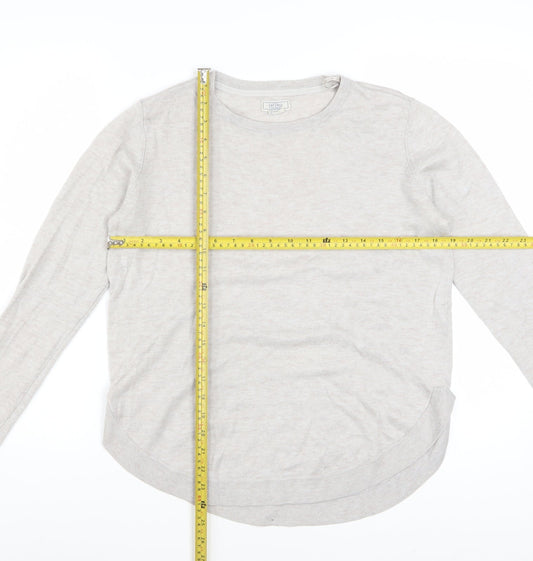 Fat Face Women Beige Wool Blend Jumper UK 10 Long Sleeve Crew Neck